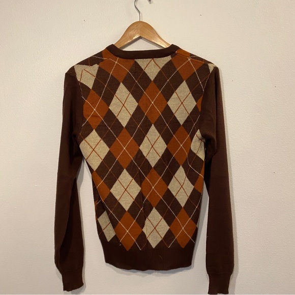 Vintage 80s Pine State Argyle V-Neck Sweater - Picture 2 of 4